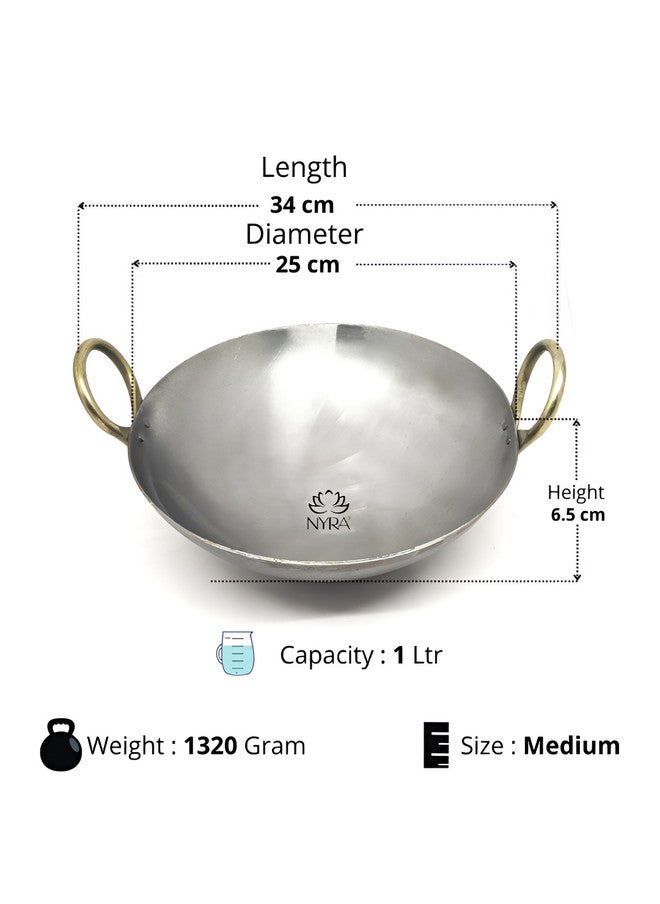 Nyra Kitchenware Silver-Toned Iron Dishwasher Safe Serving Kadhai 1L - Image 2
